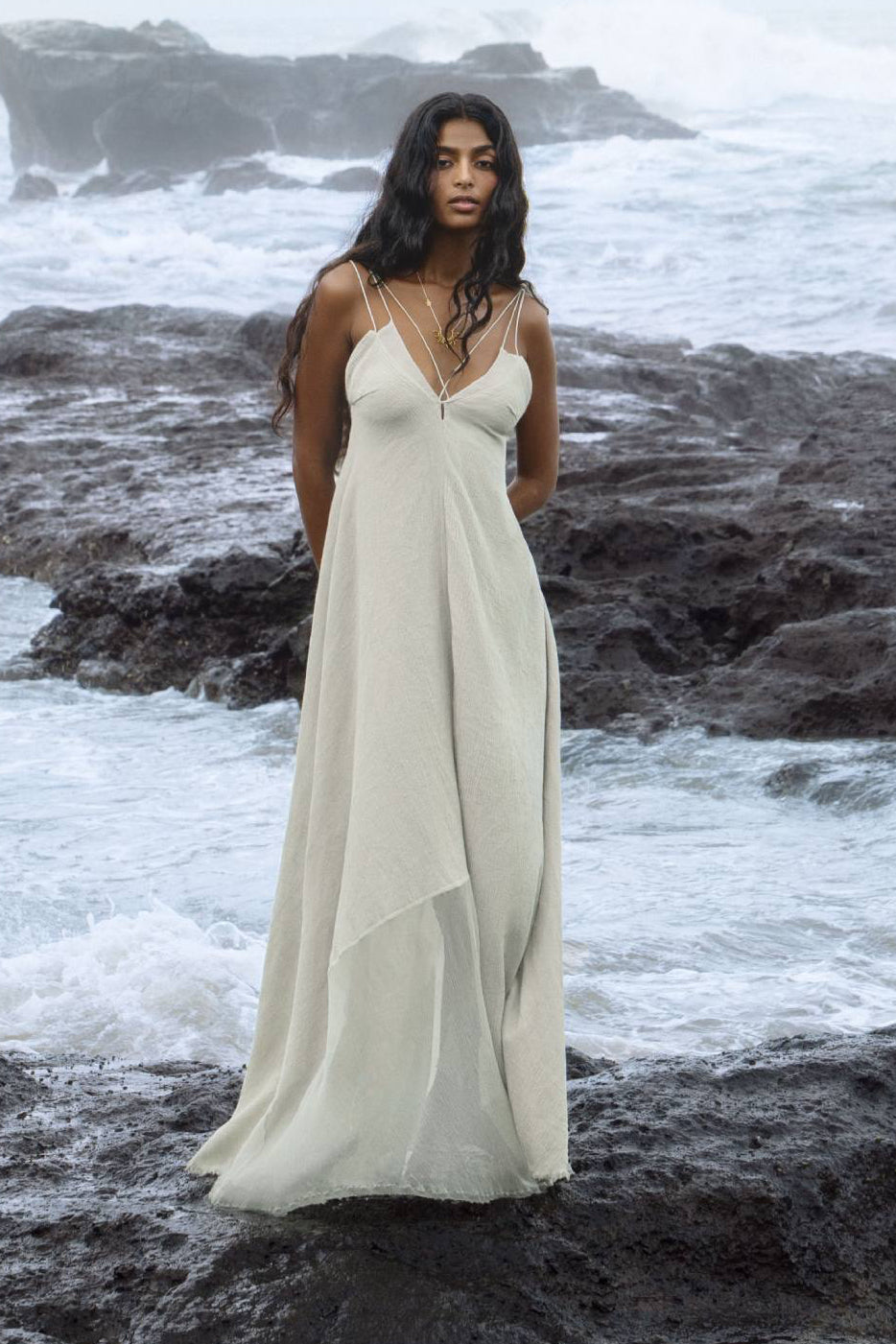 Powder Blue Padma Dress • Handloomed Laces Dress • Minimalist Goddess Dress - AYA Sacred Wear