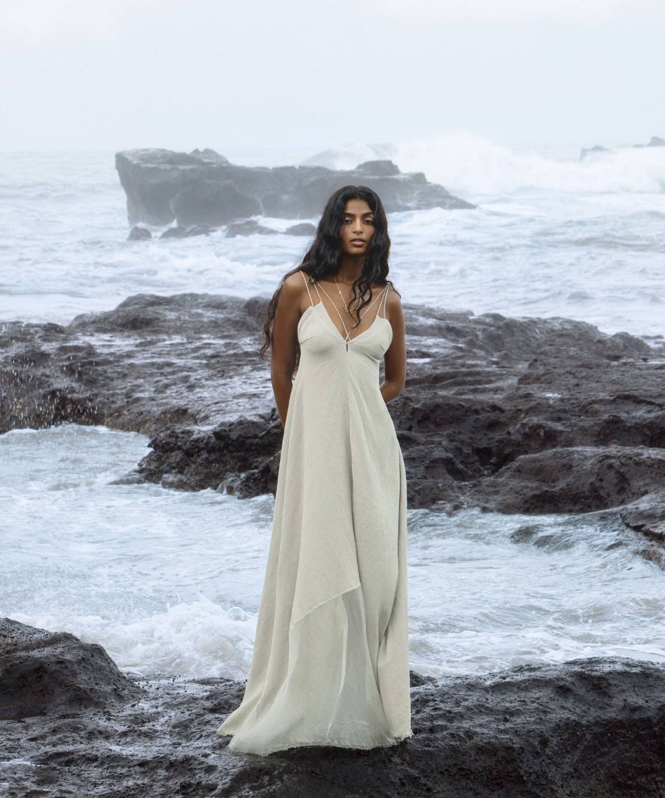 Powder Blue Padma Dress • Handloomed Laces Dress • Minimalist Goddess Dress - AYA Sacred Wear