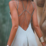 Powder Blue Padma Dress • Handloomed Laces Dress • Minimalist Goddess Dress - AYA Sacred Wear