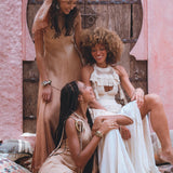 Powder Pink Aisha Dress • Greek Goddess Dress • Asymmetrical Bridesmaid Dress - AYA Sacred Wear