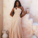 Powder Pink Aisha Dress • Greek Goddess Dress • Asymmetrical Bridesmaid Dress - AYA Sacred Wear