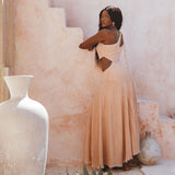 Powder Pink Aisha Dress • Greek Goddess Dress • Asymmetrical Bridesmaid Dress - AYA Sacred Wear