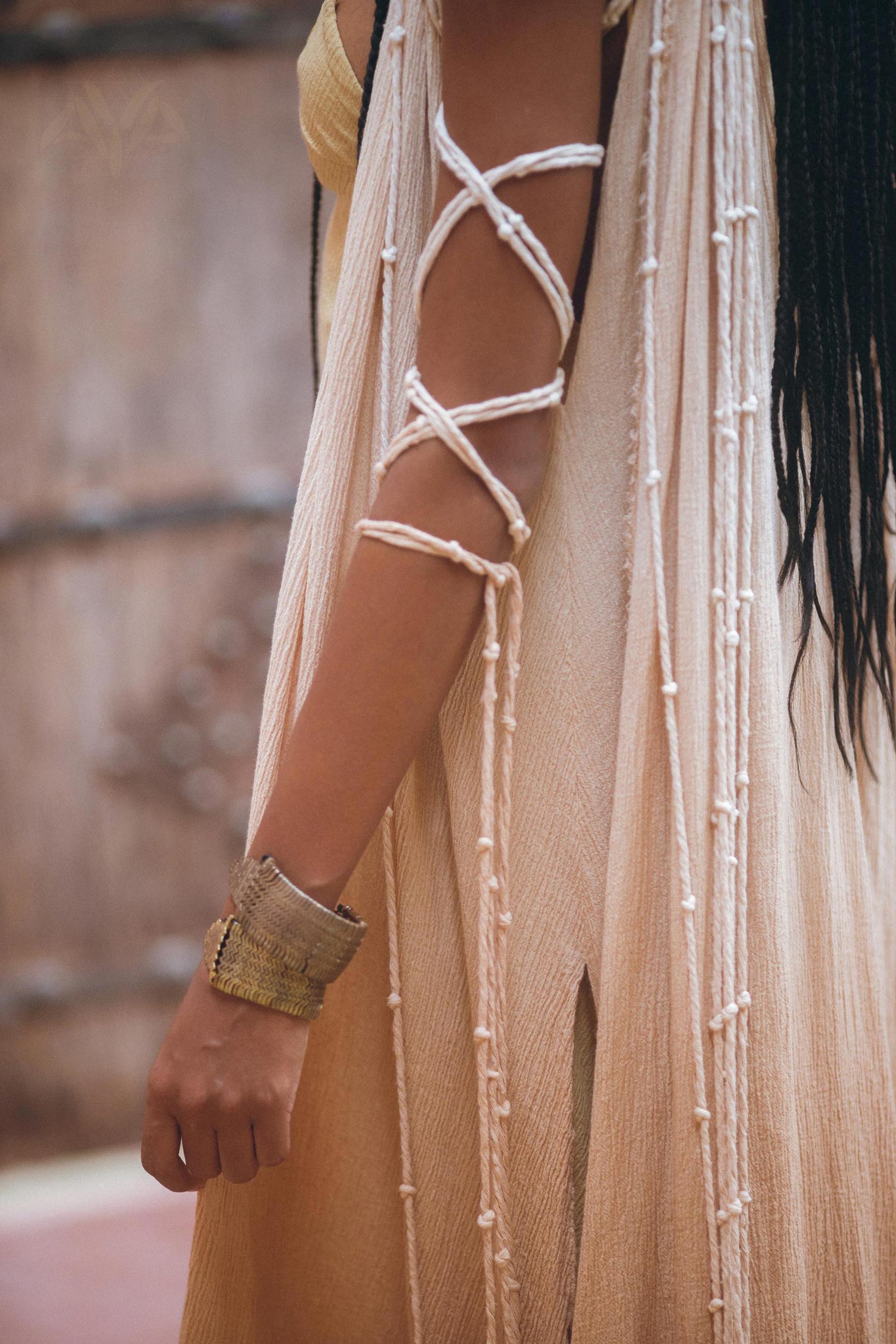 Powder Pink Athena Cape • Ombré Braided Lightweight Kimono • Macrame Robe for Women - AYA Sacred Wear