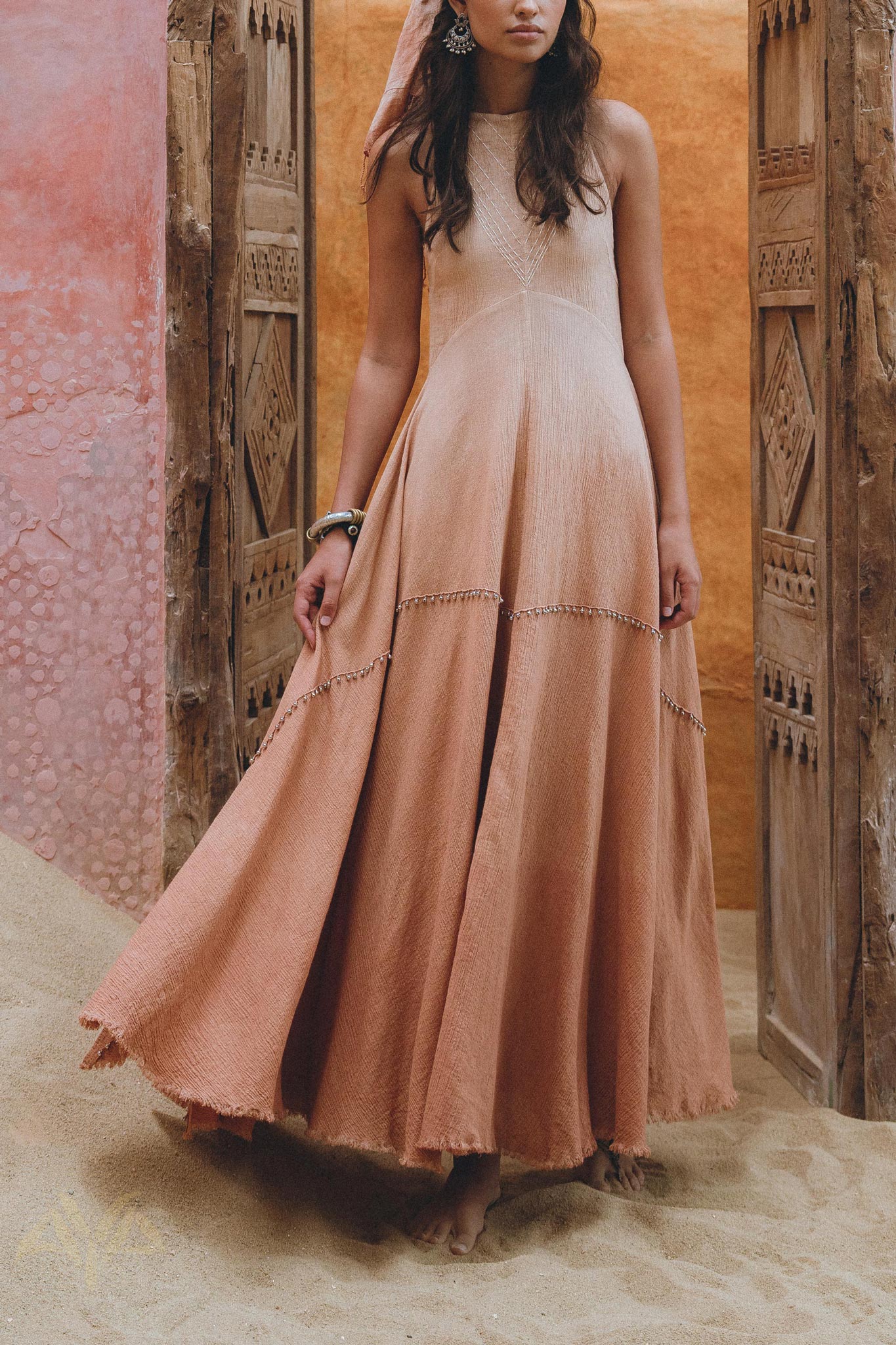 Powder Pink Bhakti Dress • Organic Cocktail Dress • Ombré Minimalist Dress - AYA Sacred Wear
