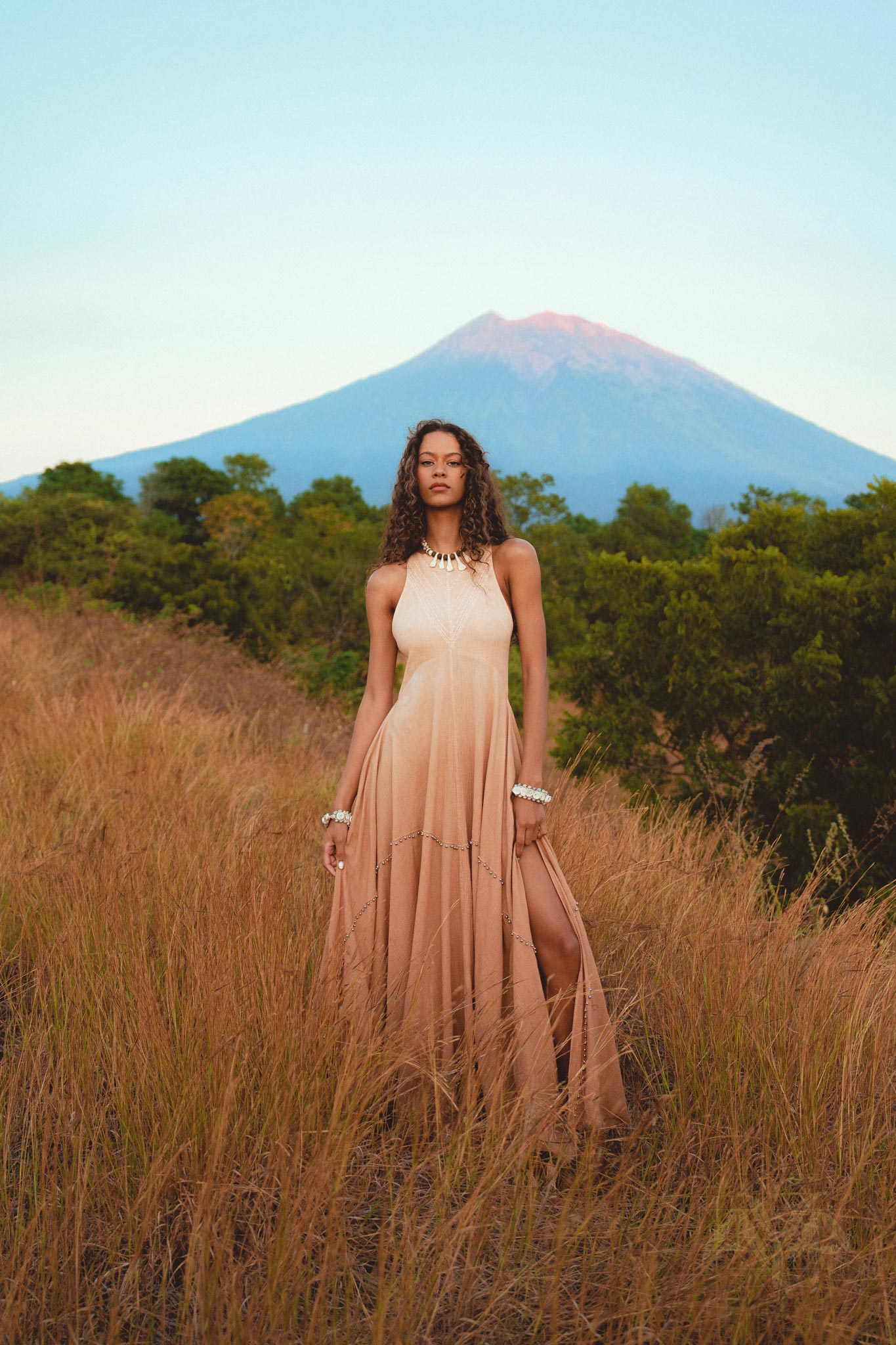 Powder Pink Bhakti Dress • Organic Cocktail Dress • Ombré Minimalist Dress - AYA Sacred Wear