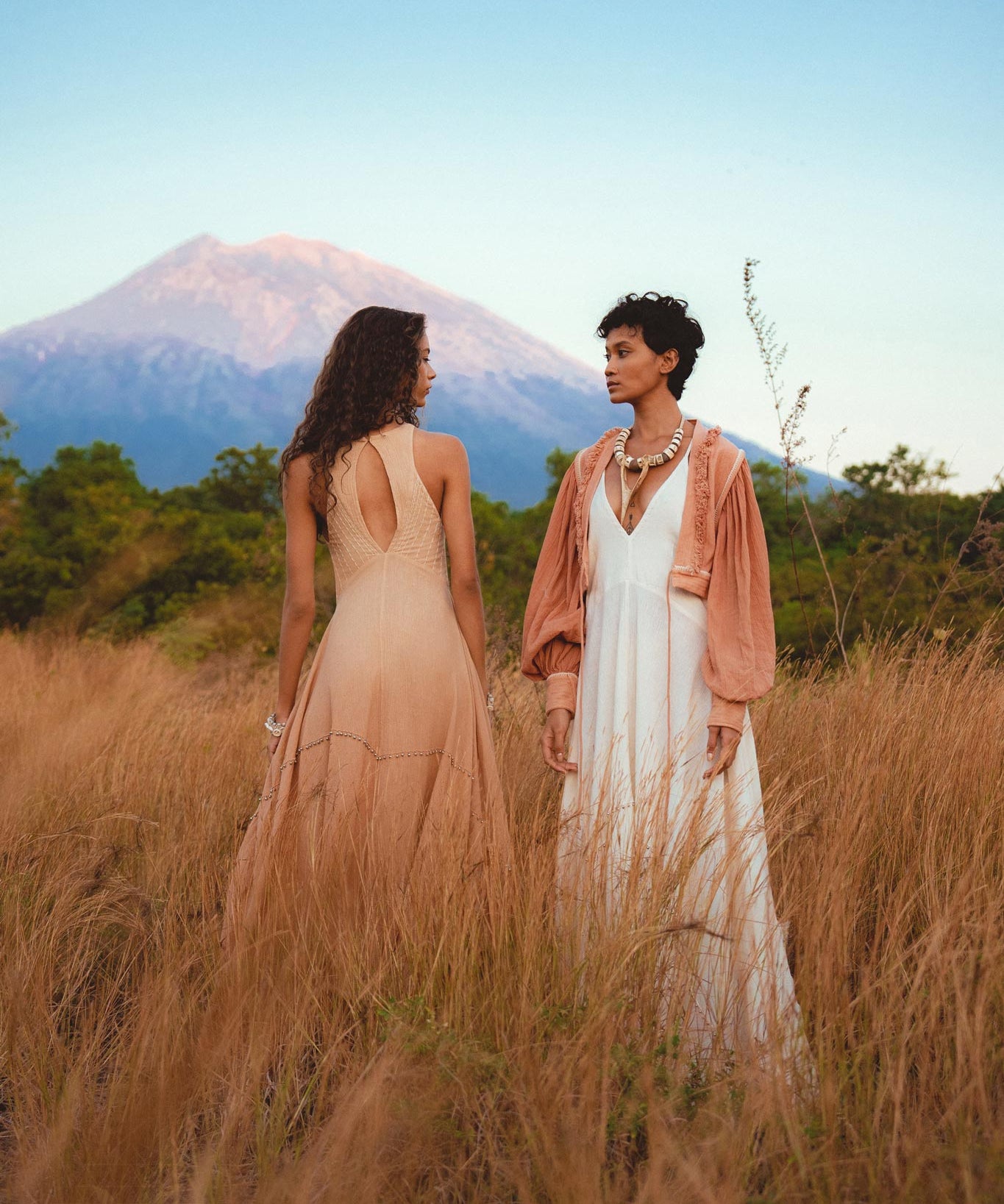 Powder Pink Bhakti Dress • Organic Cocktail Dress • Ombré Minimalist Dress - AYA Sacred Wear