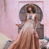 Powder Pink Bhakti Dress • Organic Cocktail Dress • Ombré Minimalist Dress - AYA Sacred Wear