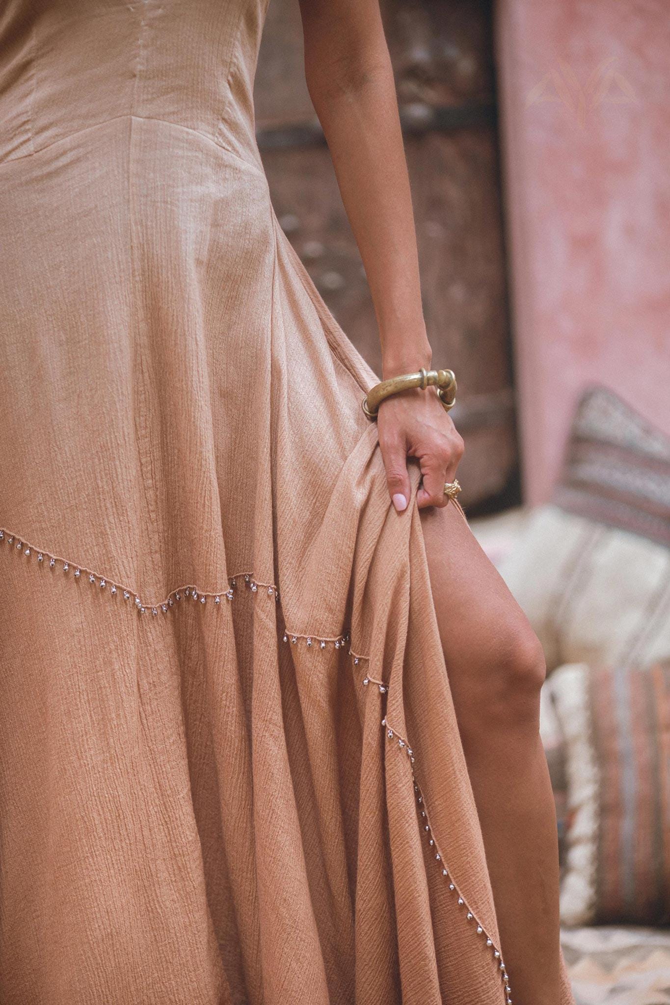 Powder Pink Bhakti Dress • Organic Cocktail Dress • Ombré Minimalist Dress - AYA Sacred Wear