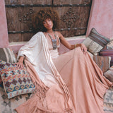 Powder Pink Boho Poncho • Bohemian Cape • Plus Size Clothing • Wrap Shawl • Ombre Sustainable Mantel - AYA Sacred Wear