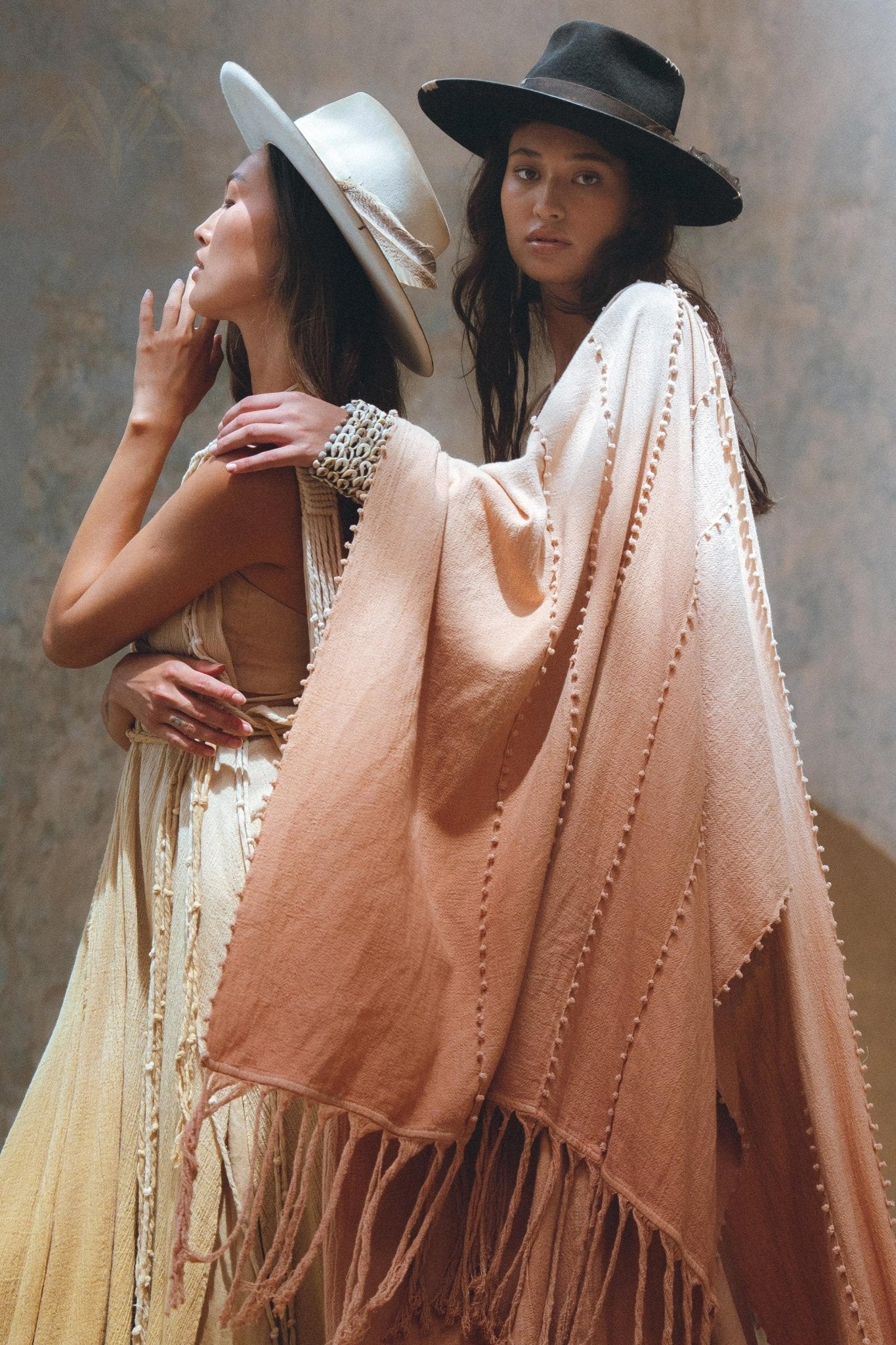 Powder Pink Boho Poncho • Bohemian Cape • Plus Size Clothing • Wrap Shawl • Ombre Sustainable Mantel - AYA Sacred Wear