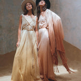Powder Pink Boho Poncho • Bohemian Cape • Plus Size Clothing • Wrap Shawl • Ombre Sustainable Mantel - AYA Sacred Wear