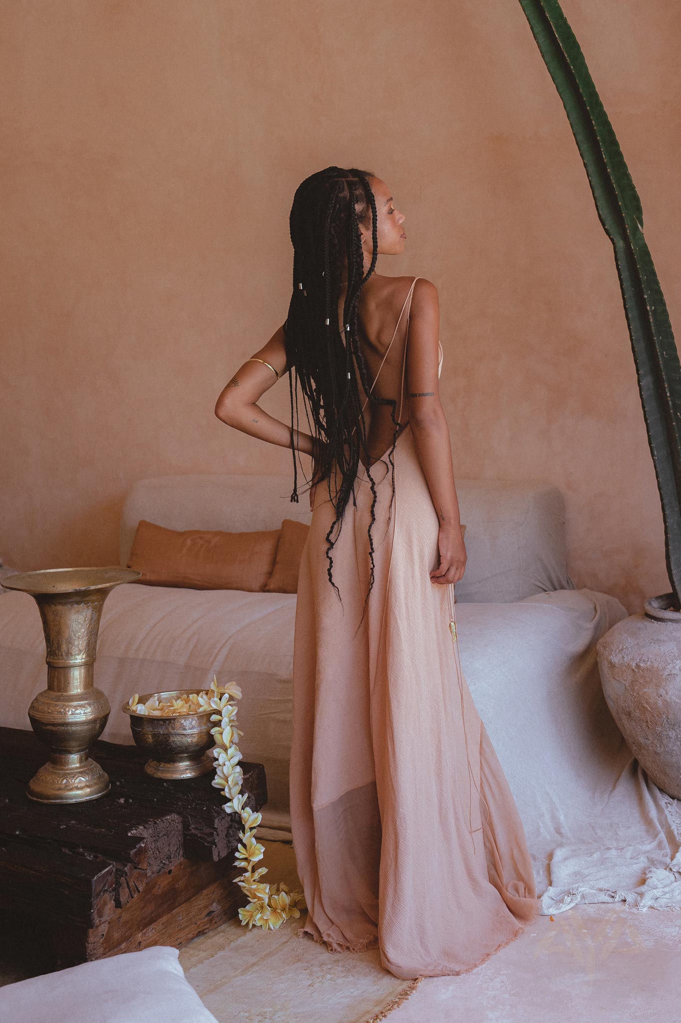Powder Pink Padma Dress • Bohemian Handloomed Dress • Greek Goddess Summer Dress - AYA Sacred Wear