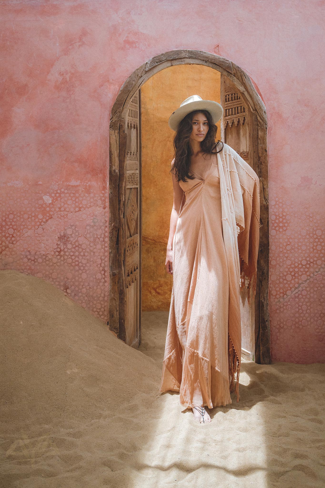 Powder Pink Padma Dress • Bohemian Handloomed Dress • Greek Goddess Summer Dress - AYA Sacred Wear