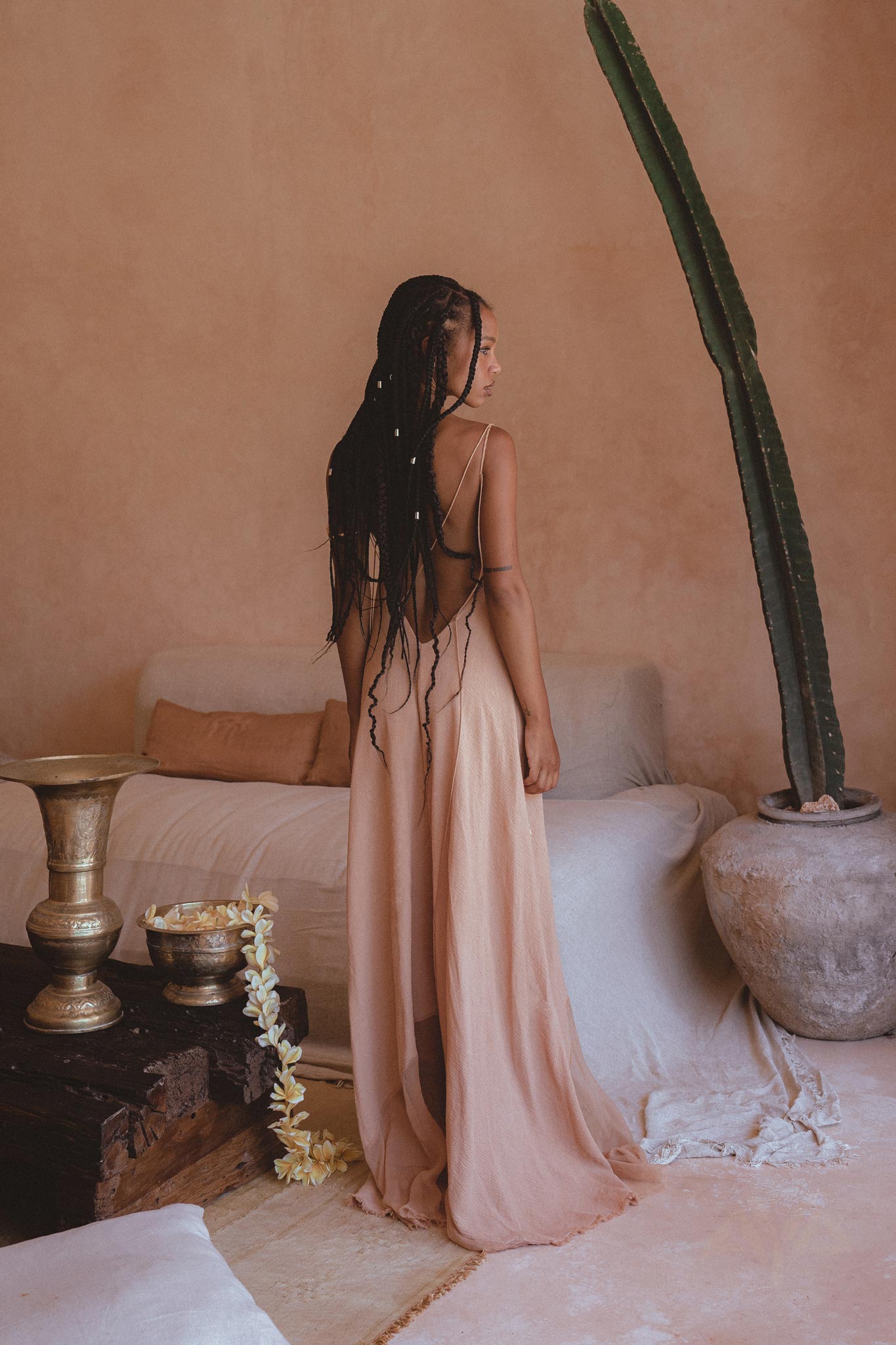 Powder Pink Padma Dress • Bohemian Handloomed Dress • Greek Goddess Summer Dress - AYA Sacred Wear