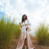 Powder Pink Venus Peace Silk Blouse • Ombre Goddess Top • Boho Wrap Top - AYA Sacred Wear