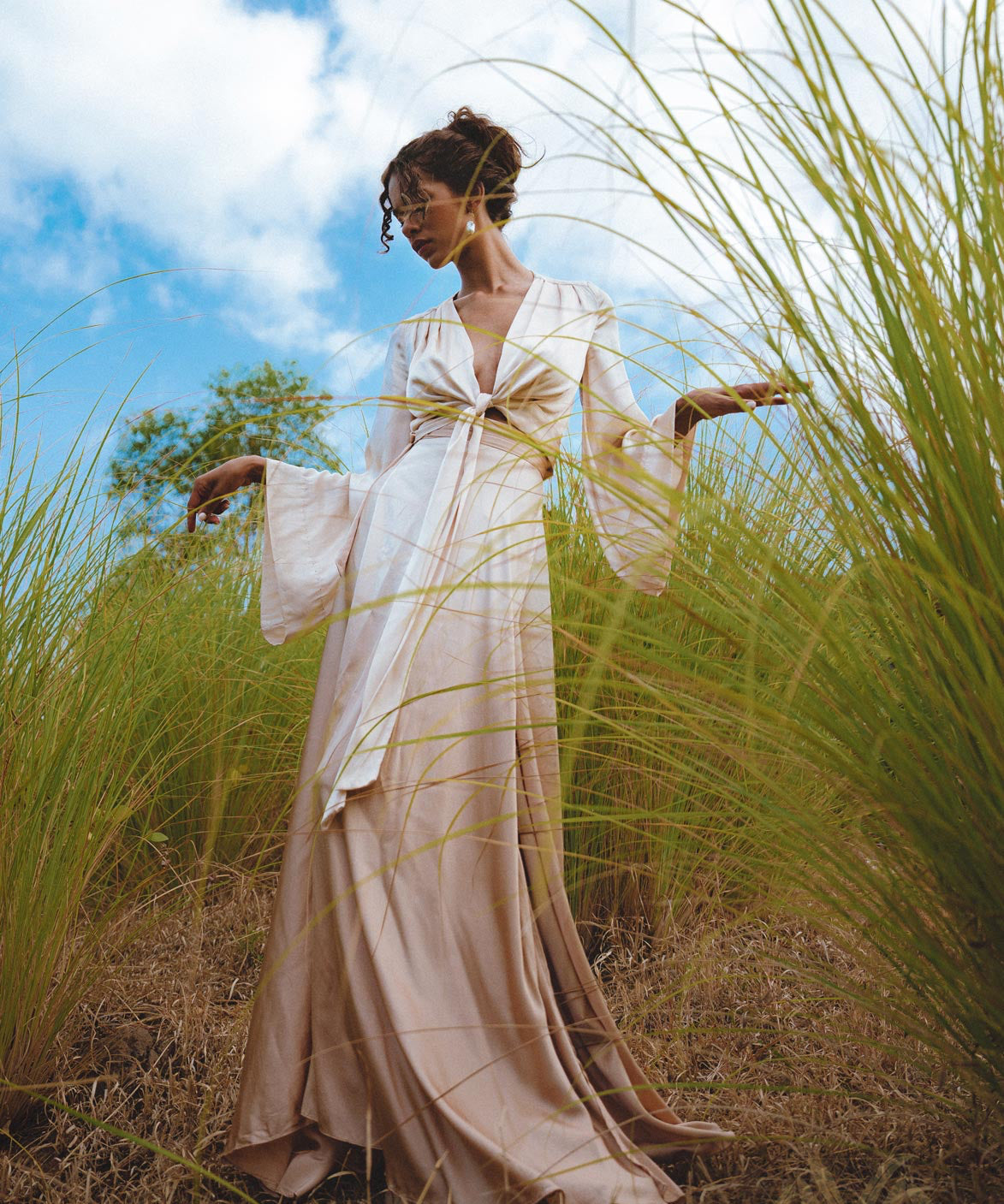 Powder Pink Venus Peace Silk Skirt • Minimalist Wrap Skirt • Organic Summer Wrap Skirt - AYA Sacred Wear