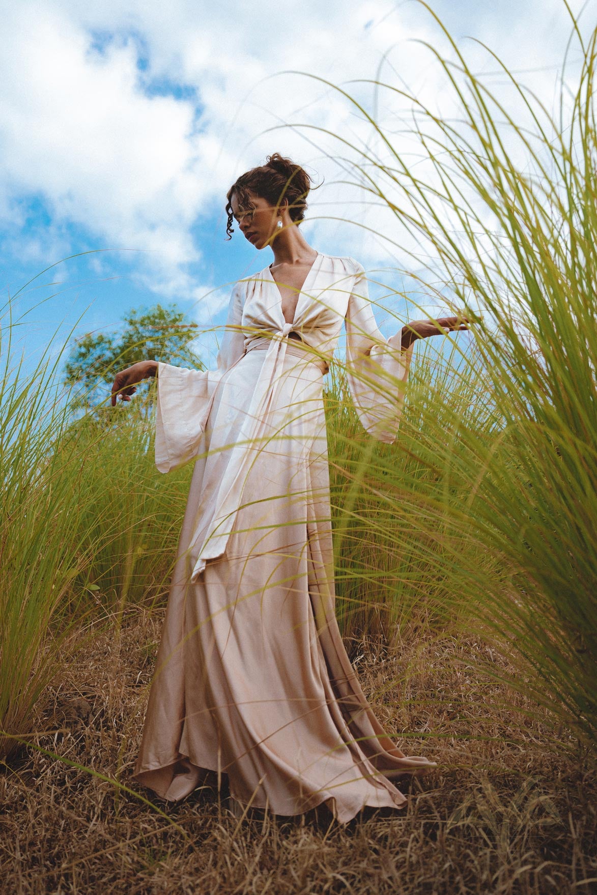 Powder Pink Venus Peace Silk Skirt • Minimalist Wrap Skirt • Organic Summer Wrap Skirt - AYA Sacred Wear