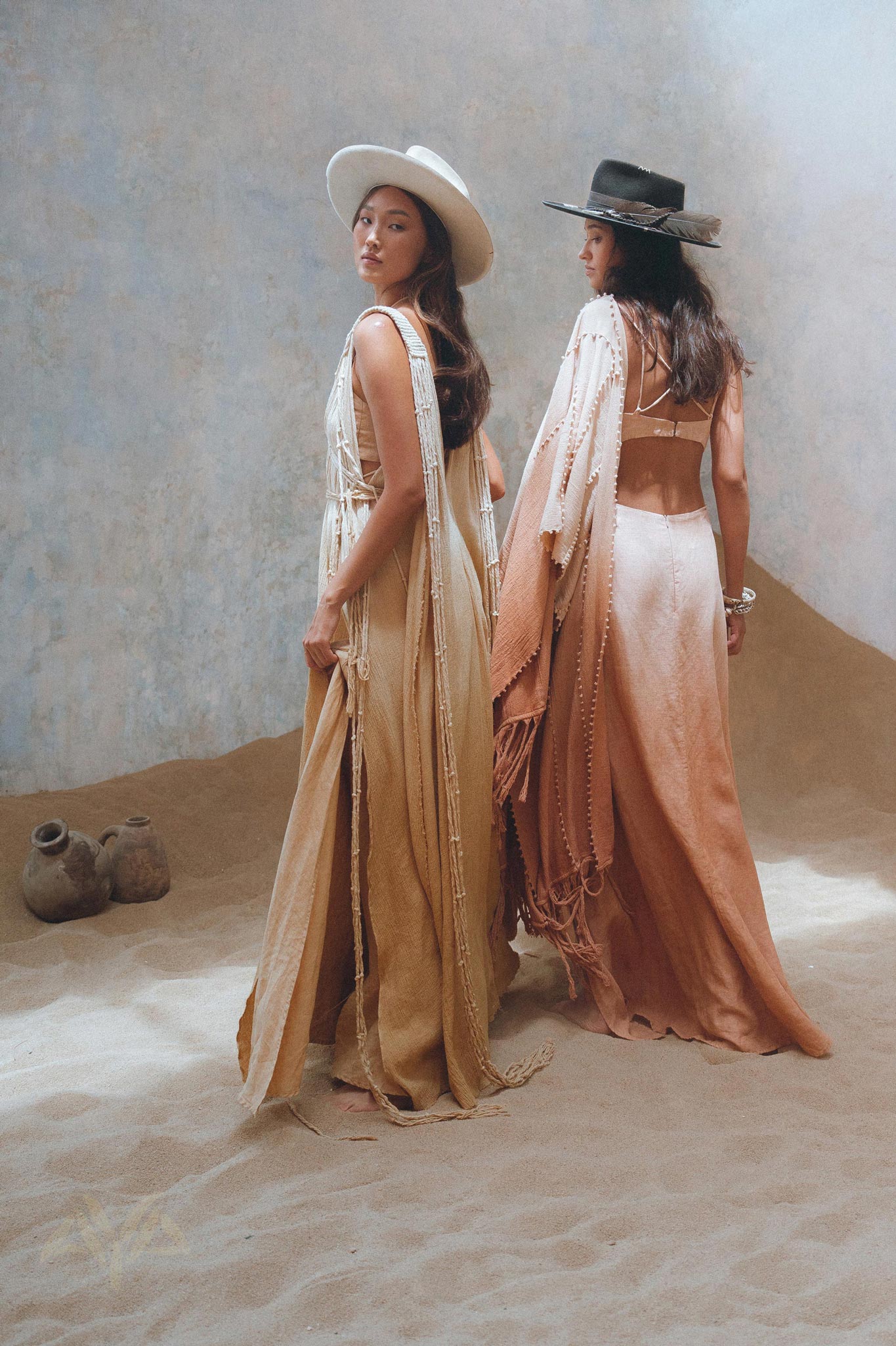 Powder Yellow Athena Cape • Bohemian Ombré Macrame Cape Dress • multiway Cover Up - AYA Sacred Wear