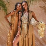 Powder Yellow Athena Cape • Bohemian Ombré Macrame Cape Dress • multiway Cover Up - AYA Sacred Wear