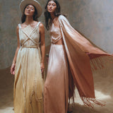 Powder Yellow Athena Cape • Bohemian Ombré Macrame Cape Dress • multiway Cover Up - AYA Sacred Wear