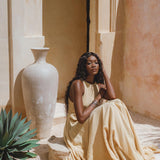 Powder Yellow Bhakti Dress • Boho Jingle Bells Dress • Organic Casual Cocktail Dress - AYA Sacred Wear