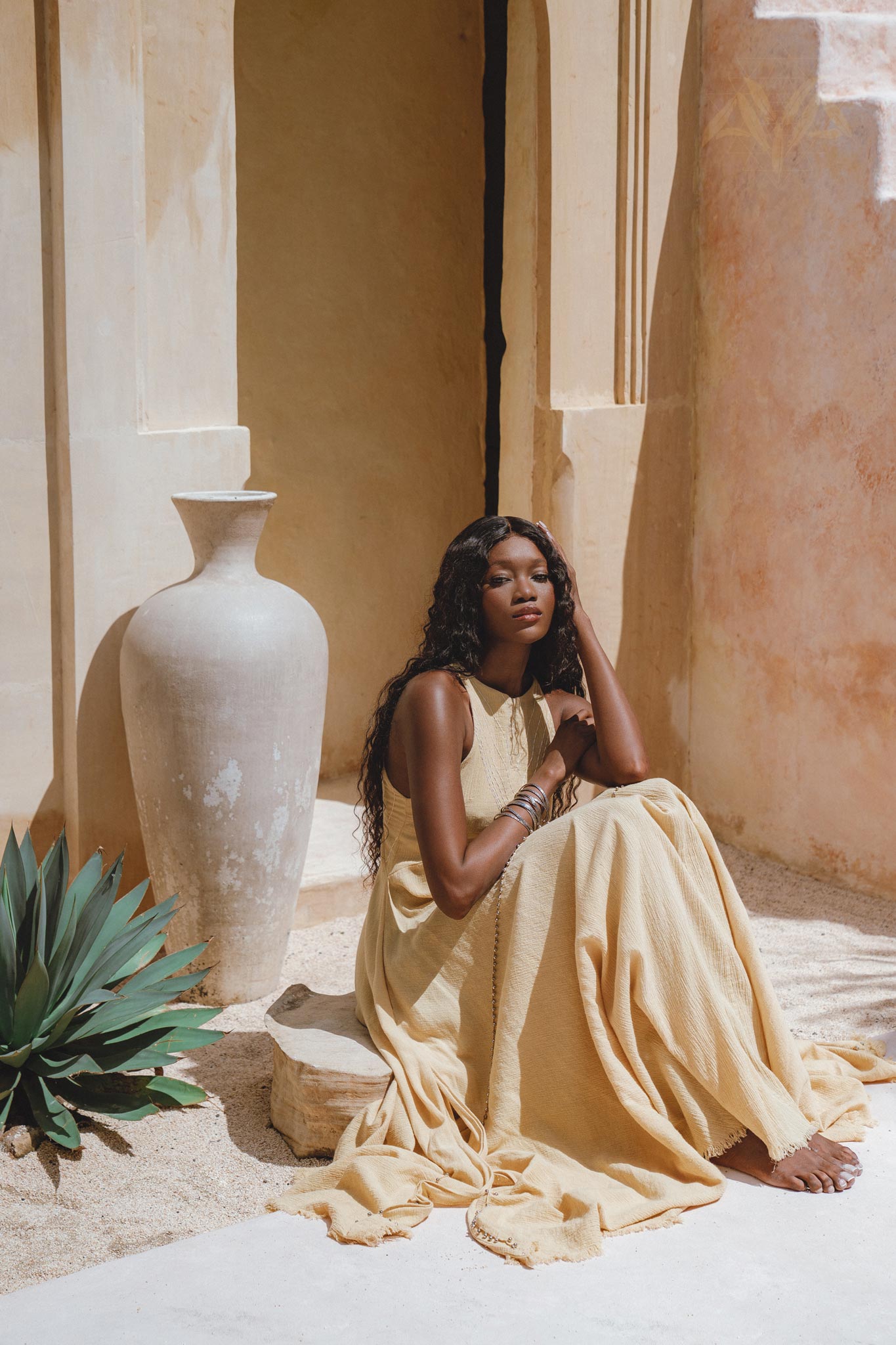 Powder Yellow Bhakti Dress • Boho Jingle Bells Dress • Organic Casual Cocktail Dress - AYA Sacred Wear