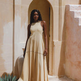 Powder Yellow Bhakti Dress • Boho Jingle Bells Dress • Organic Casual Cocktail Dress - AYA Sacred Wear