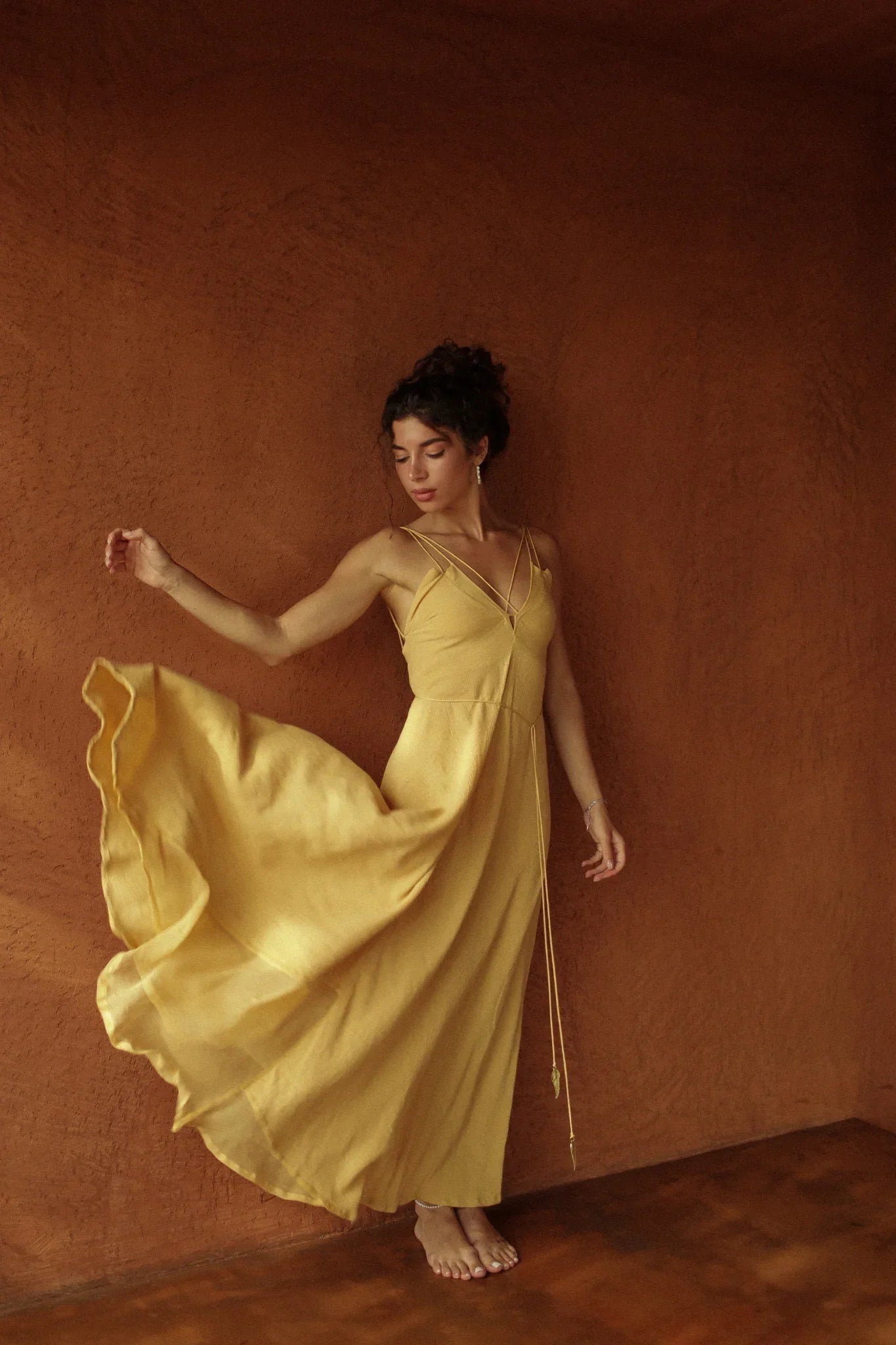 Powder Yellow Padma Dress • Boho Backless Dress • Sleeveless Elegant Dress - AYA Sacred Wear