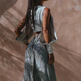Update your wardrobe with Aya Sacred Wear's Powder Blue Top and Trousers for women. Get your organic boho look today! 