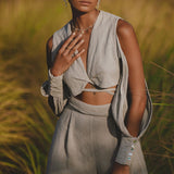 Make a statement with Aya Sacred Wear's Powder Blue Top and Trousers for women. Get your organic boho look today!