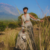 Look stylish and comfortable with Aya Sacred Wear's Powder Blue Top and Trousers for women. Get your organic boho look today!