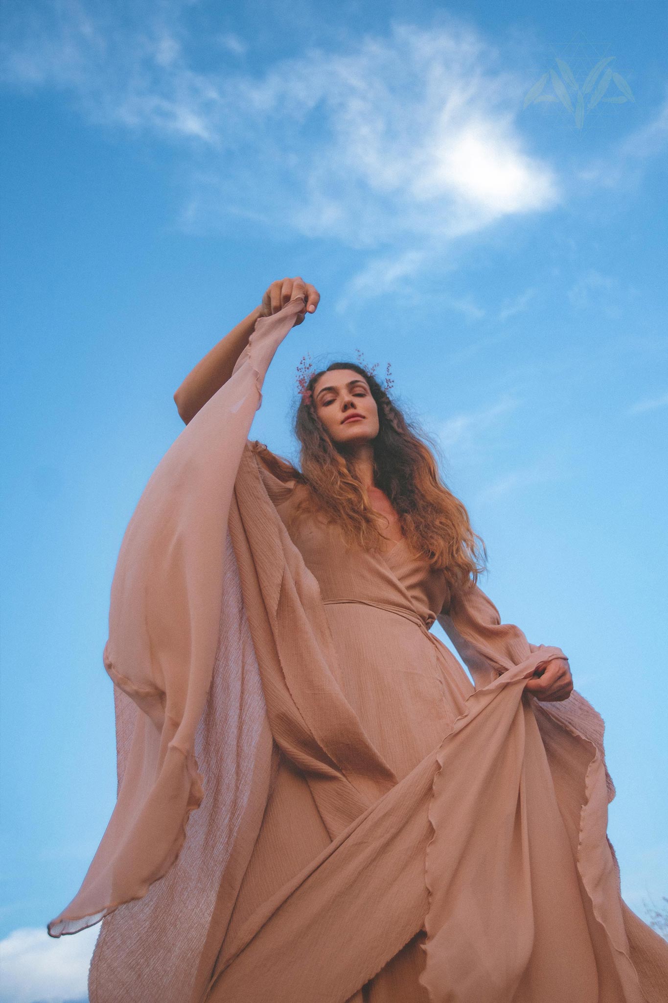 Feel beautiful in Aya Sacred Wear's Powder Pink Cotton Wrap Dress 