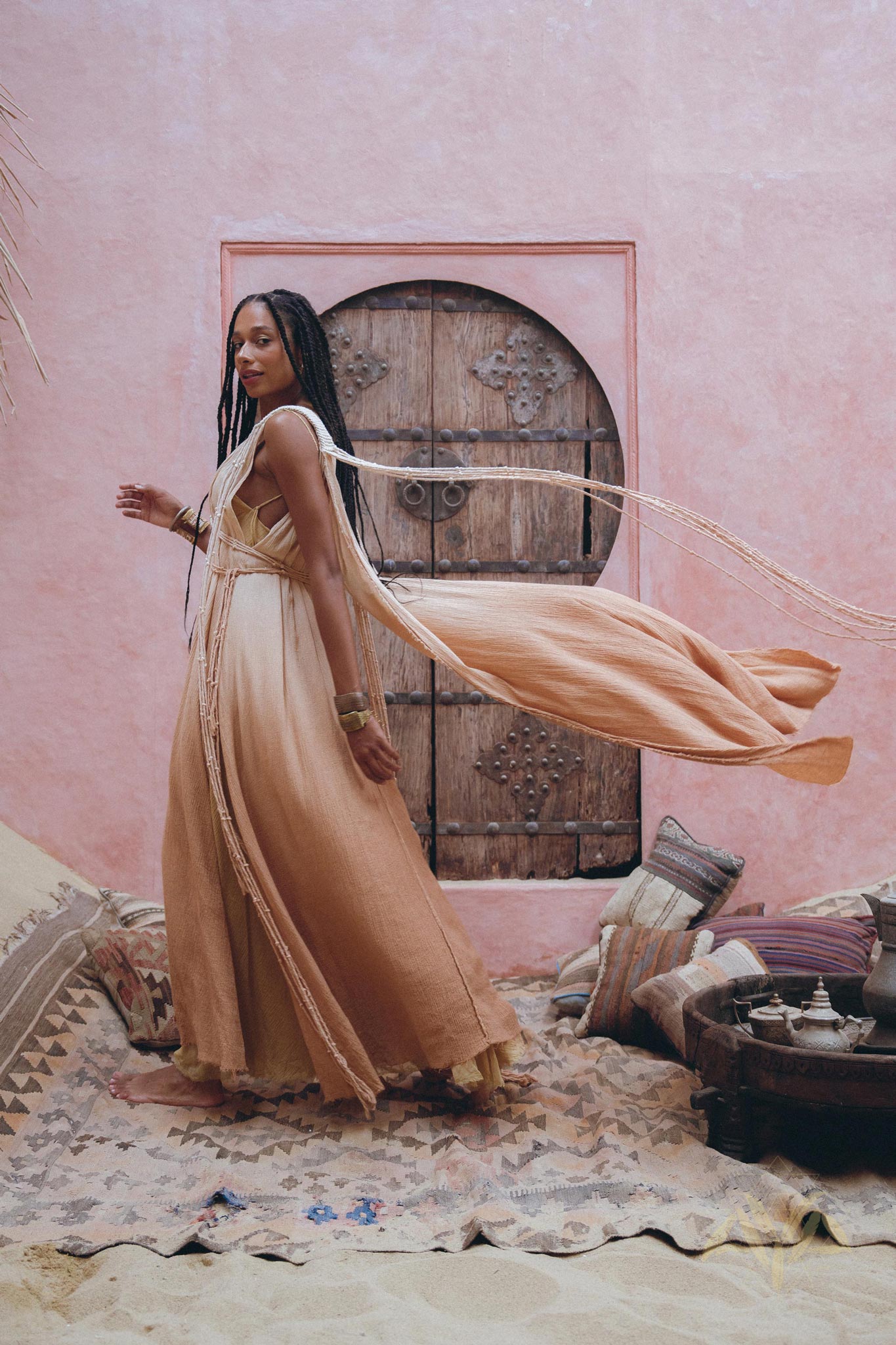 Look Elegant in a Powder Pink Macrame Robe from Aya Sacred Wear