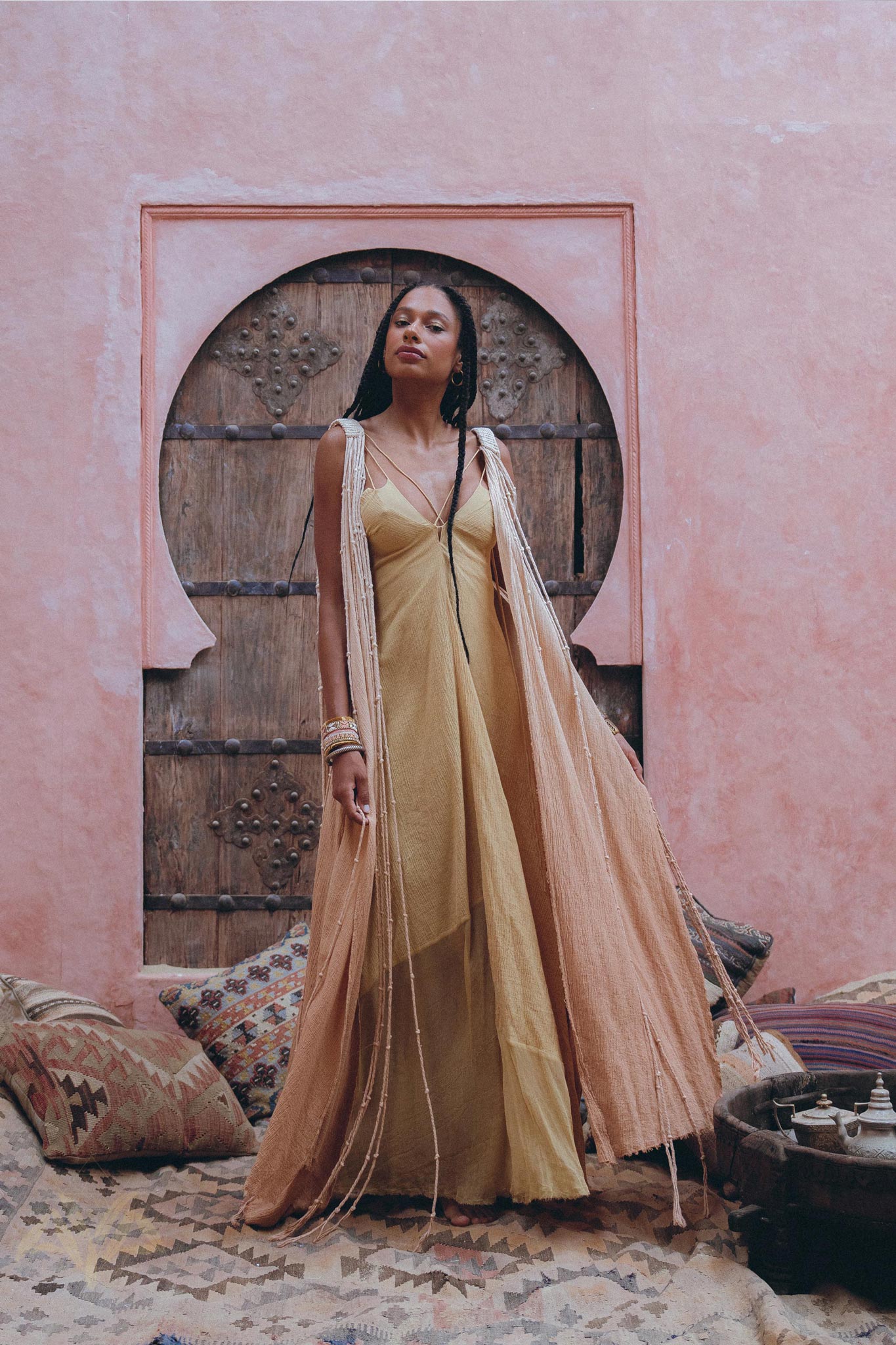 Find the Perfect Powder Pink Macrame Robe for Women at Aya Sacred Wear