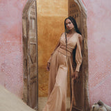 Feel Comfortable & Stylish in this Powder Pink Organic Boho Top & Trousers for Women by aya sacred wear 