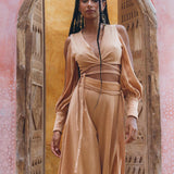 Enhance Your Natural Beauty with this Powder Pink Organic Boho Top & Trousers for Women by aya sacred wear 