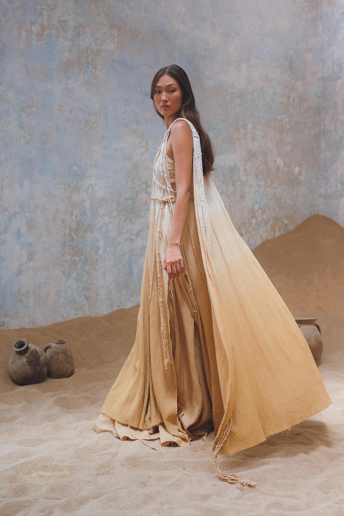 Get a fashionable look with Aya Sacred Wear's Powder Yellow Cover Up.