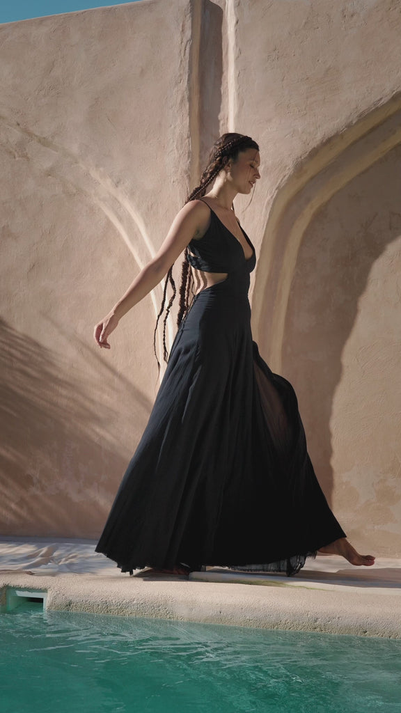 Aya Sacred Wear Black Bohemian A-line Dress - Look stylish and unique in this beautiful black A-line dress from Aya Sacred Wear.