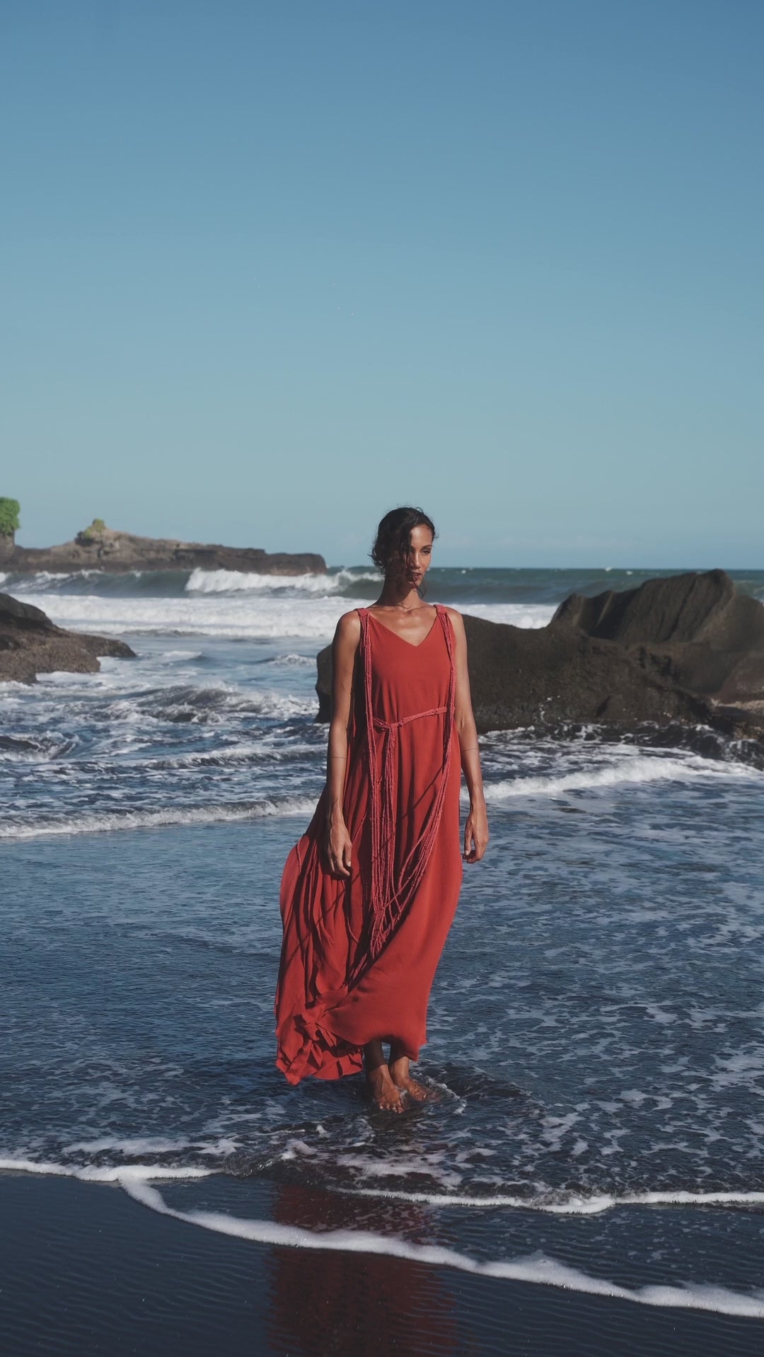 Soft and romantic Wine Red Crochet Dress perfect for prom, wedding, or formal event.