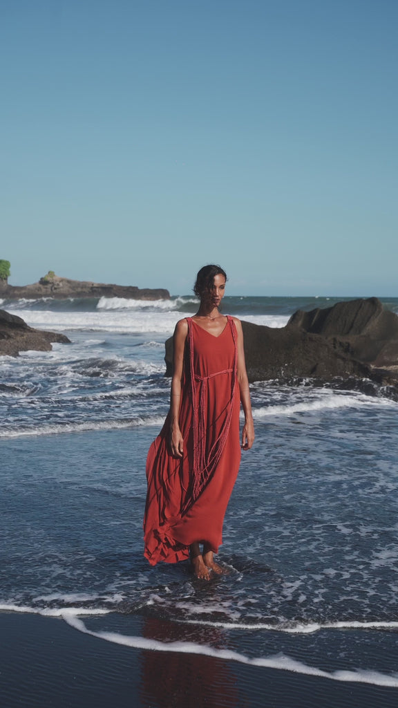 Soft and romantic Wine Red Crochet Dress perfect for prom, wedding, or formal event.