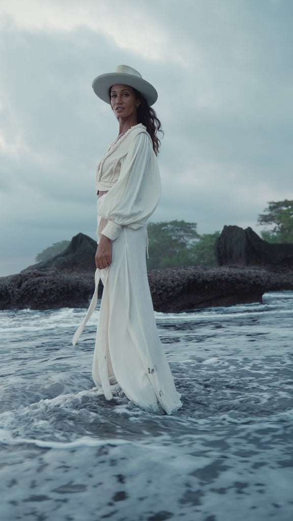 Boho Chic Adjustable Trousers - Complete your bohemian look with these off white wide boot trousers, perfect