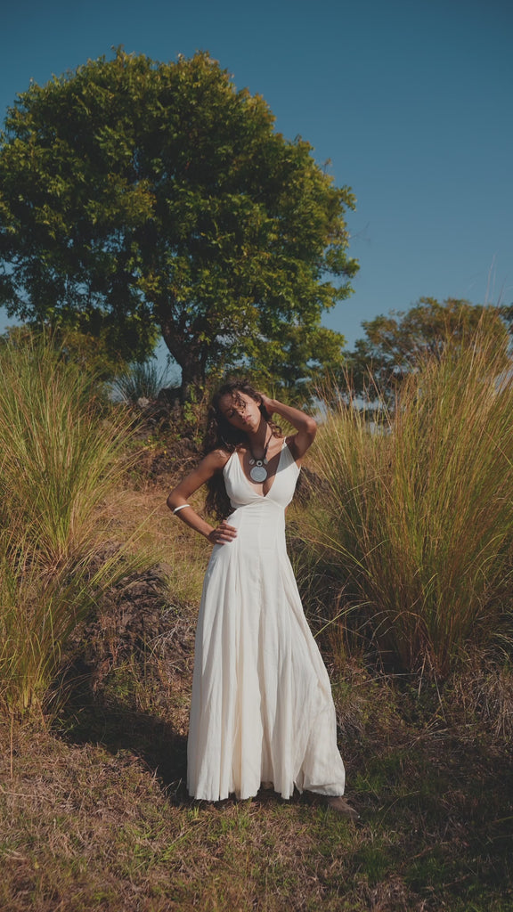 Aya Sacred Wear's Off-White Light Cotton and Silk Formal Bridal Dress: Walk Down the Aisle in Style