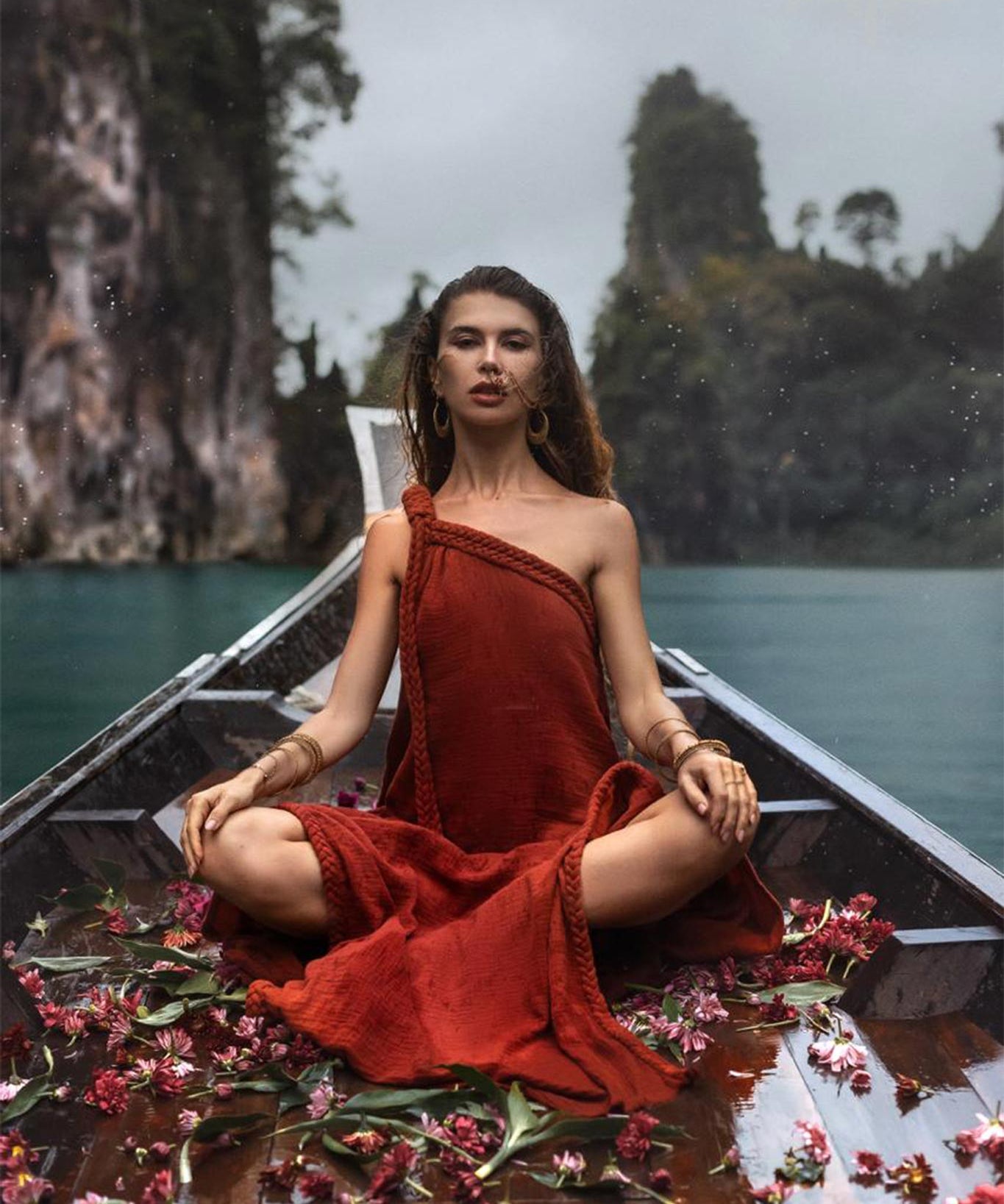 Red Aurora Greek Goddess Dress • Boho Macrame Dress • Boho Sustainable Dress - AYA Sacred Wear