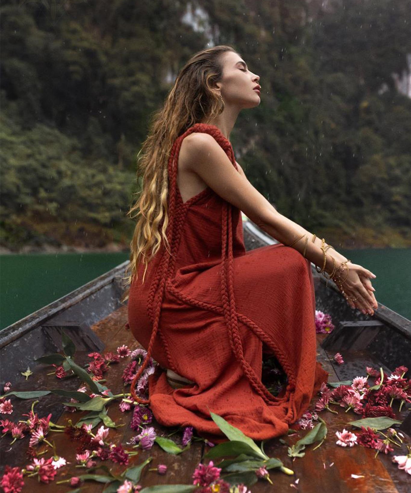Red Aurora Greek Goddess Dress • Boho Macrame Dress • Boho Sustainable Dress - AYA Sacred Wear