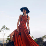 Red Bhakti Dress • Boho A Line Goddess Dress • Minimalist Cocktail Dress - AYA Sacred Wear