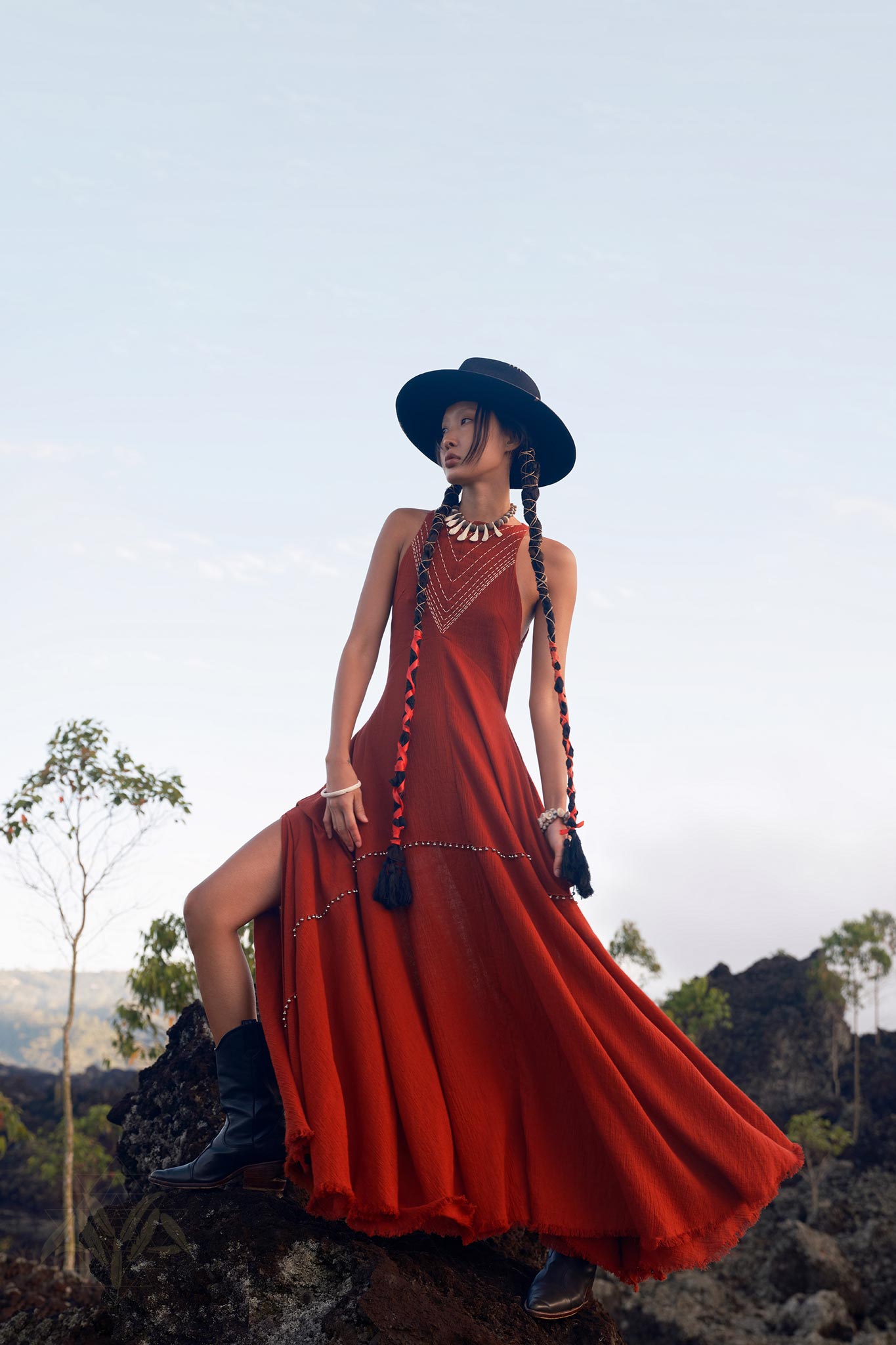 Red Bhakti Dress • Boho A Line Goddess Dress • Minimalist Cocktail Dress - AYA Sacred Wear