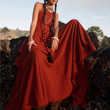 Red Bhakti Dress • Boho A Line Goddess Dress • Minimalist Cocktail Dress - AYA Sacred Wear