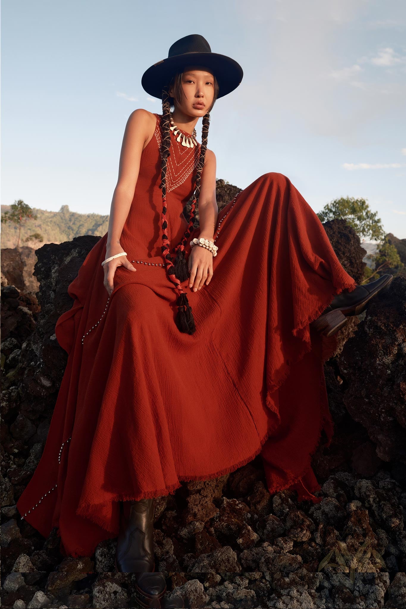 Red Bhakti Dress • Boho A Line Goddess Dress • Minimalist Cocktail Dress - AYA Sacred Wear