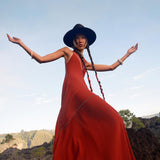 Red Bhakti Dress • Boho A Line Goddess Dress • Minimalist Cocktail Dress - AYA Sacred Wear