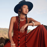 Red Bhakti Dress • Boho A Line Goddess Dress • Minimalist Cocktail Dress - AYA Sacred Wear